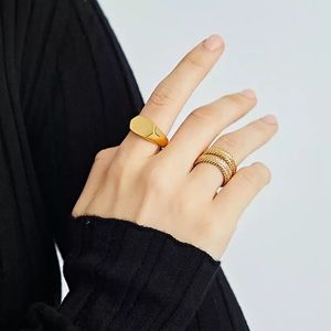 18k Gold Filled Hexagon Signet Ring